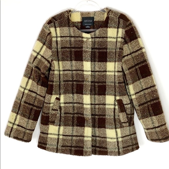 Sanctuary brown plaid teddy fleece jacket - Picture 3 of 9